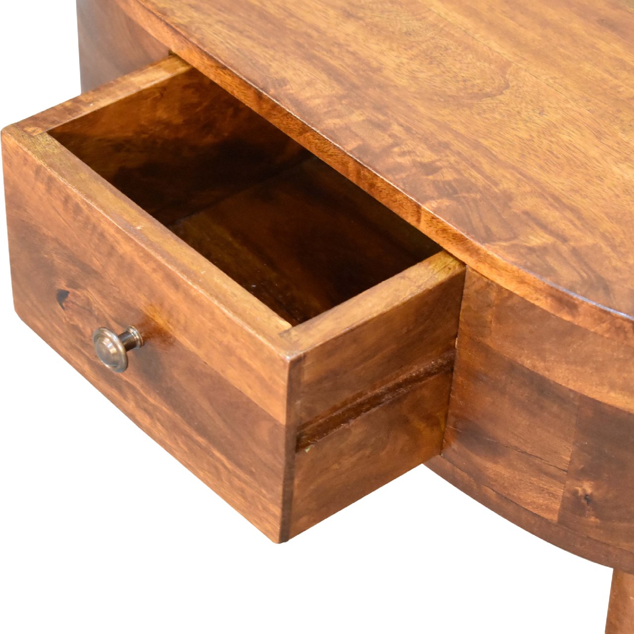 Olbia Mini Chestnut Mango Wood Rounded Coffee Table 2 Drawers
