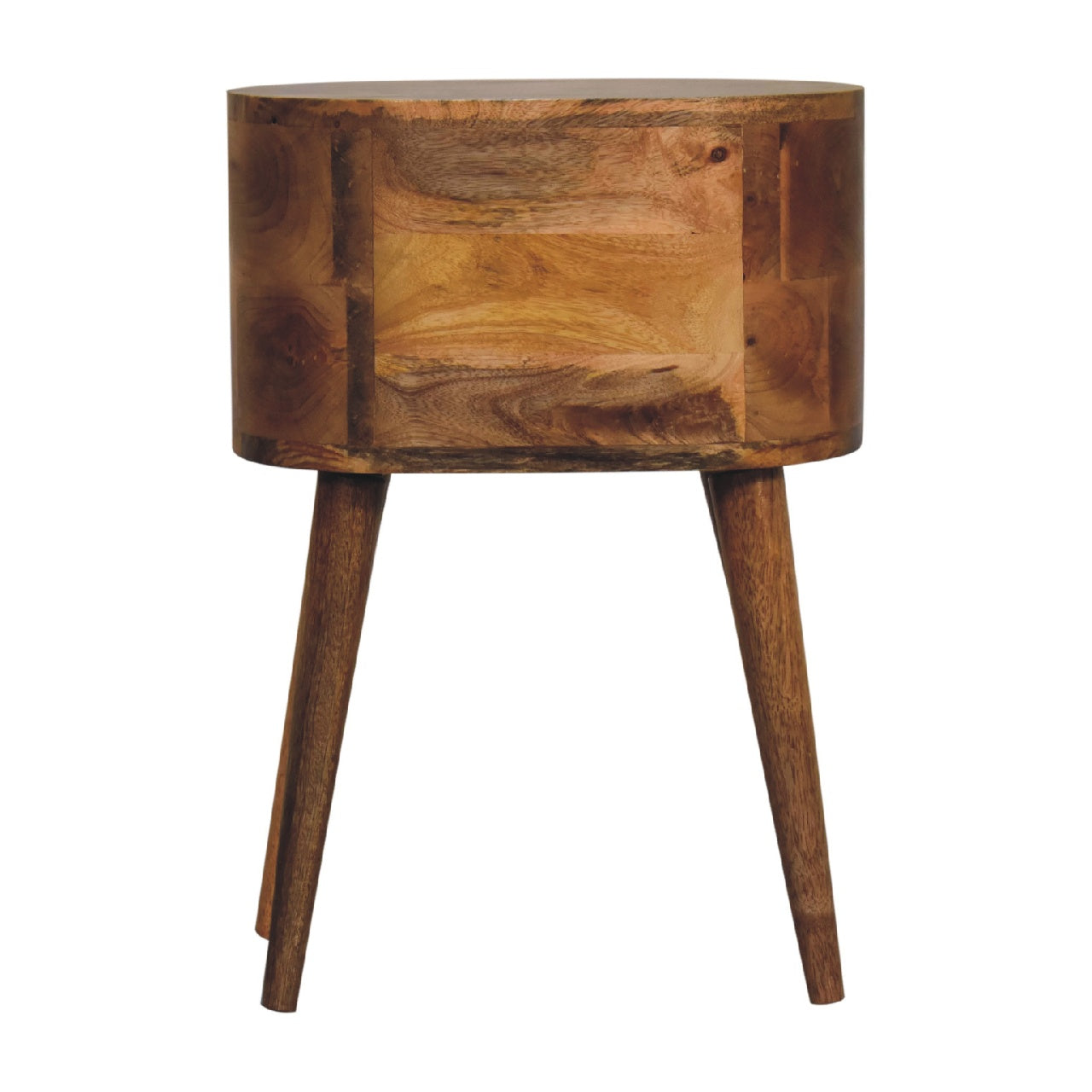 Olbia Mini Oak Mango Wood Rounded Bedside Table with Drawer