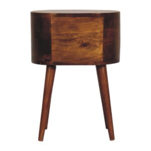 Olbia Mini Chestnut Mango Wood Rounded Bedside Table with Drawer