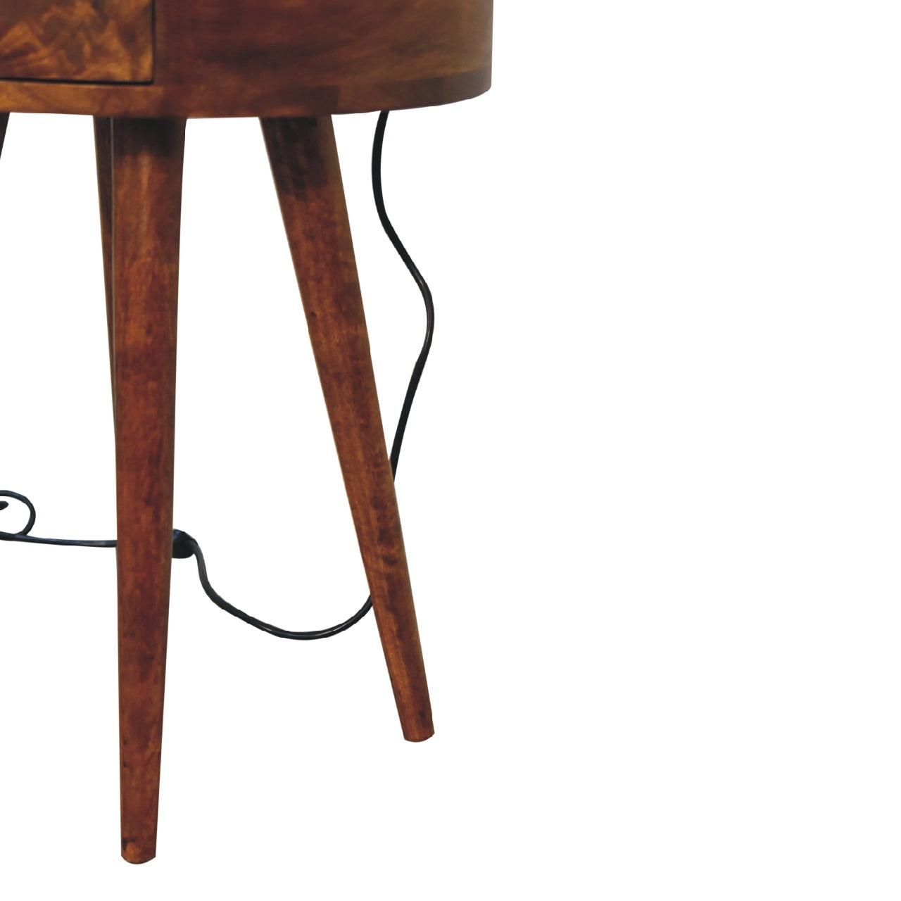 Bonnieux Single Chestnut Mango Wood Round Bedside with Drawer