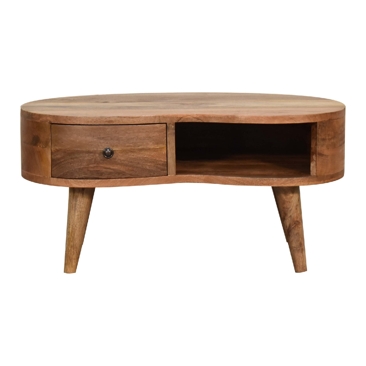 Parma Oak Mango Wood Wave Coffee Table with Drawer