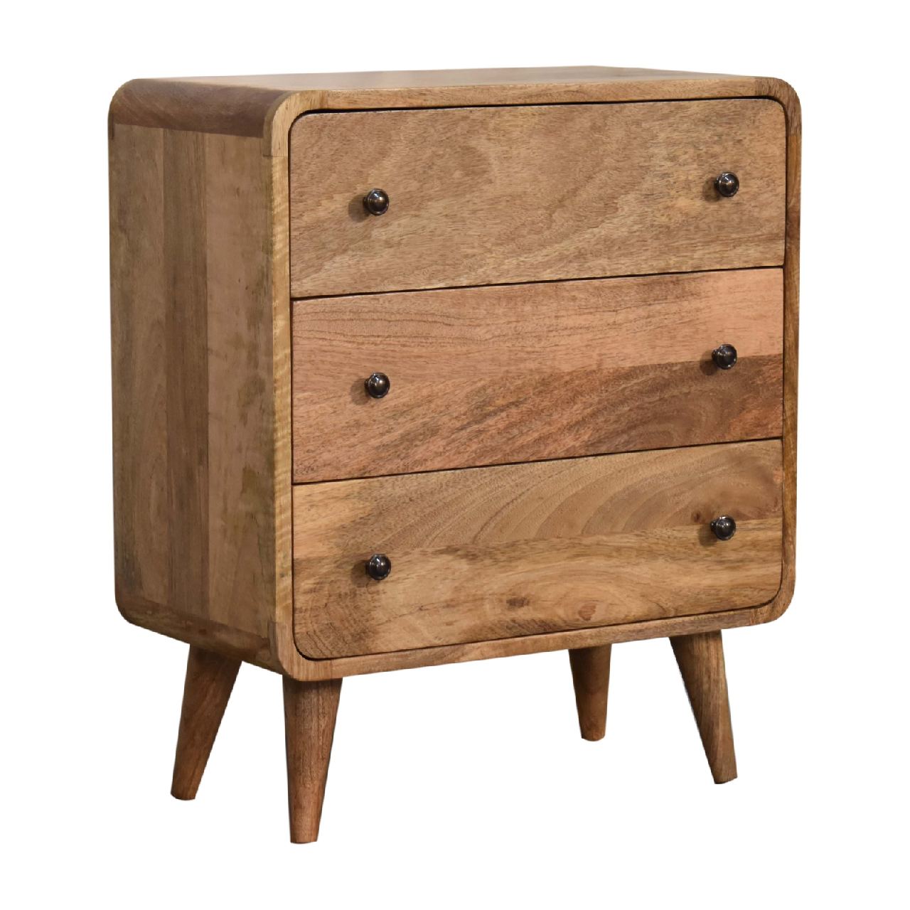 Peschiera Small Curved Oak Mang Wood 3 Drawer Chest