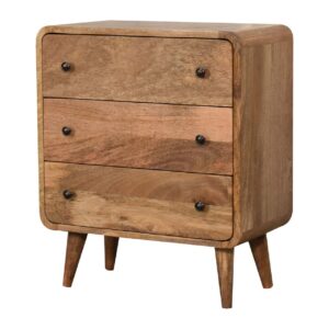 Peschiera Small Curved Oak Mang Wood 3 Drawer Chest