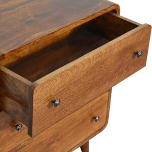 Peschiera Mini Curved Chestnut Mango Wood Chest of 3 Drawers