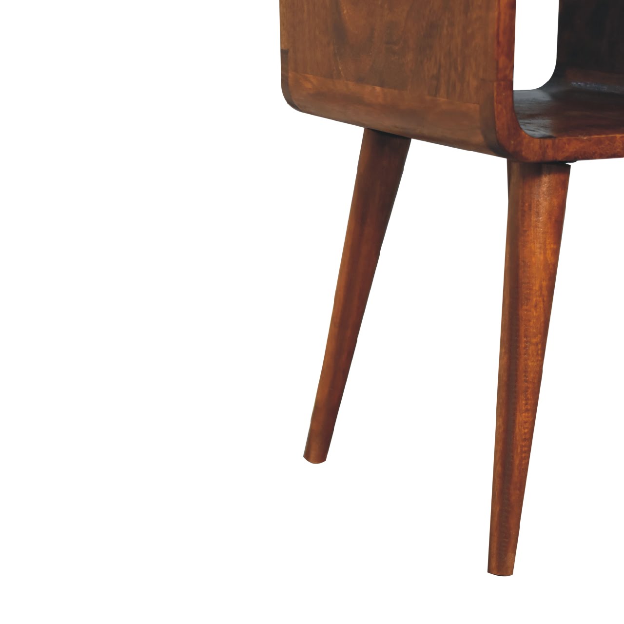 Pama Small Chestnut Mango Wood Curve Low Bedside Table