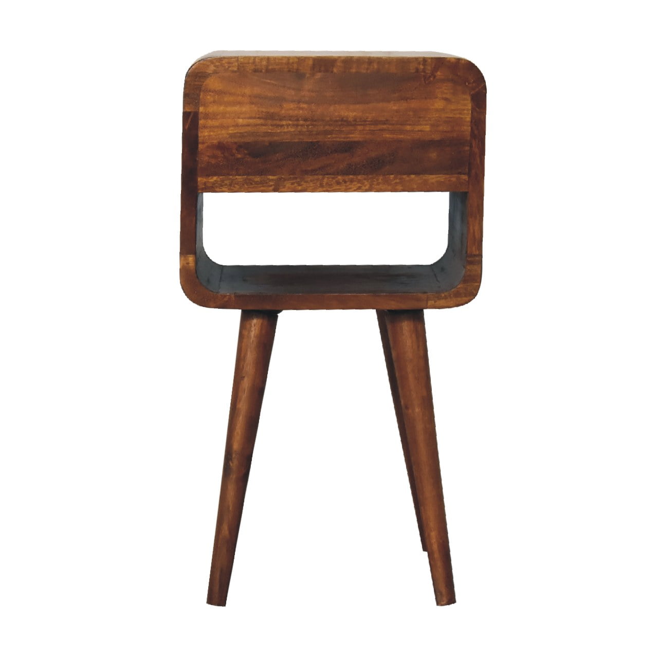 Pama Small Chestnut Mango Wood Curve Low Bedside Table