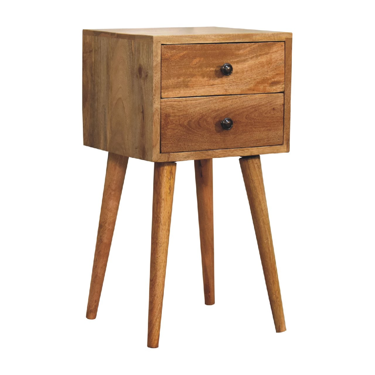 Parma Small 2 Drawer Oak Mango Wood Bedside Table 2 Drawers