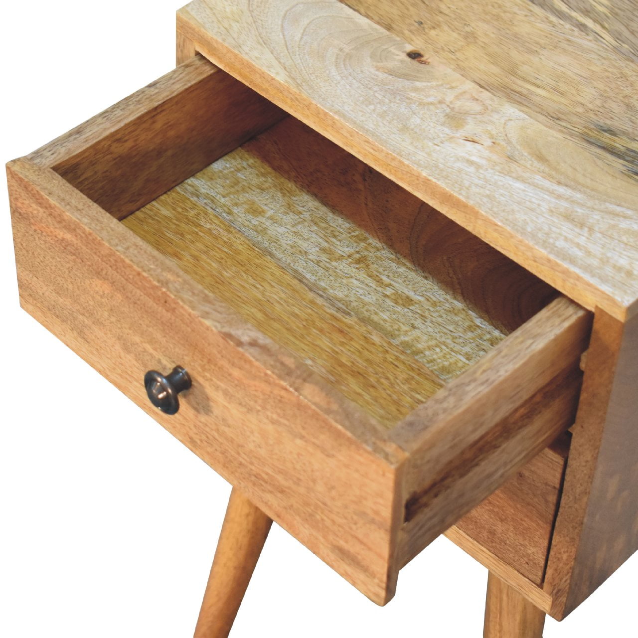 Parma Small 2 Drawer Oak Mango Wood Bedside Table 2 Drawers