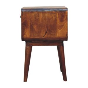 Honfleur Curve Open Slot Chestnut Mango Wood Bedside Table Drawer and Shelf