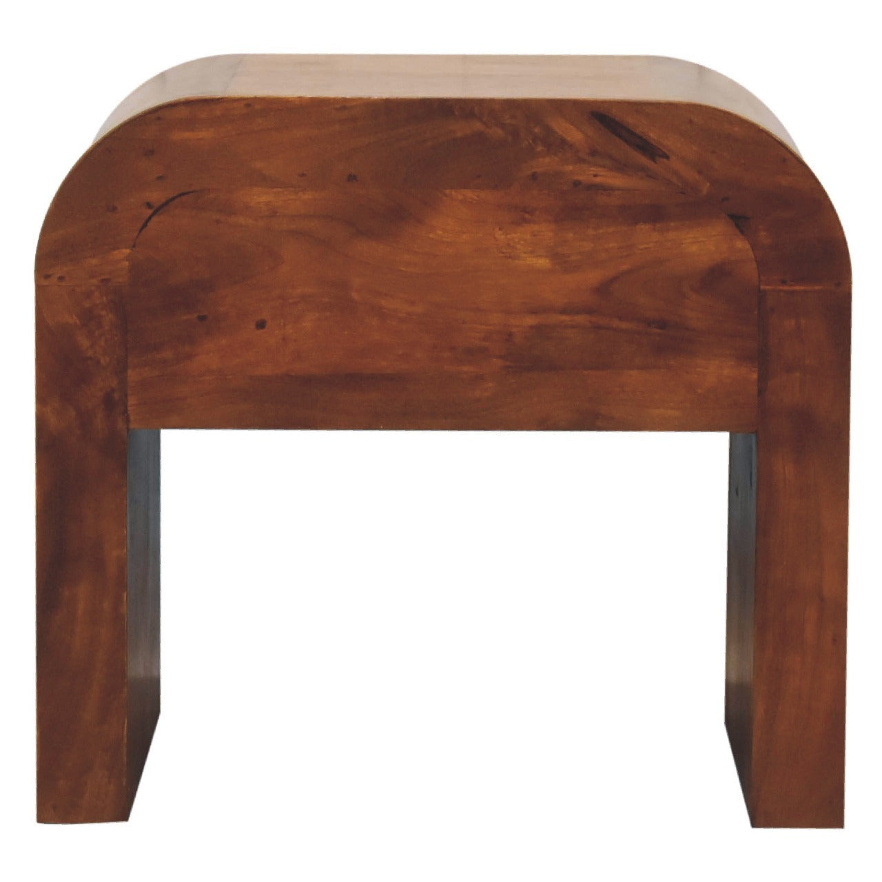 Kahuku Chestnut Mango Wood Curved Bedside Table with Drawer