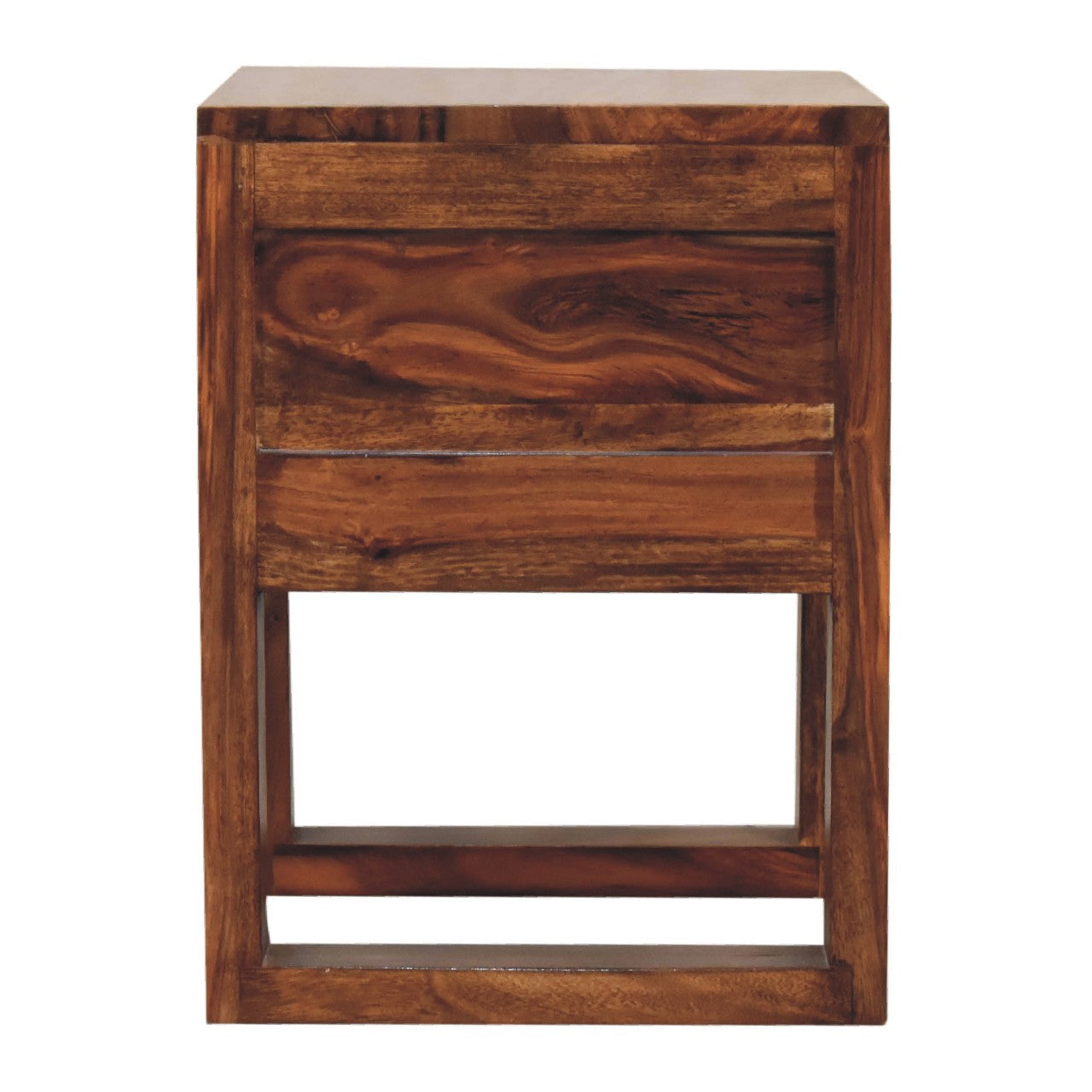 Collioure U Square Honey Sheesham Wood Bedside Table