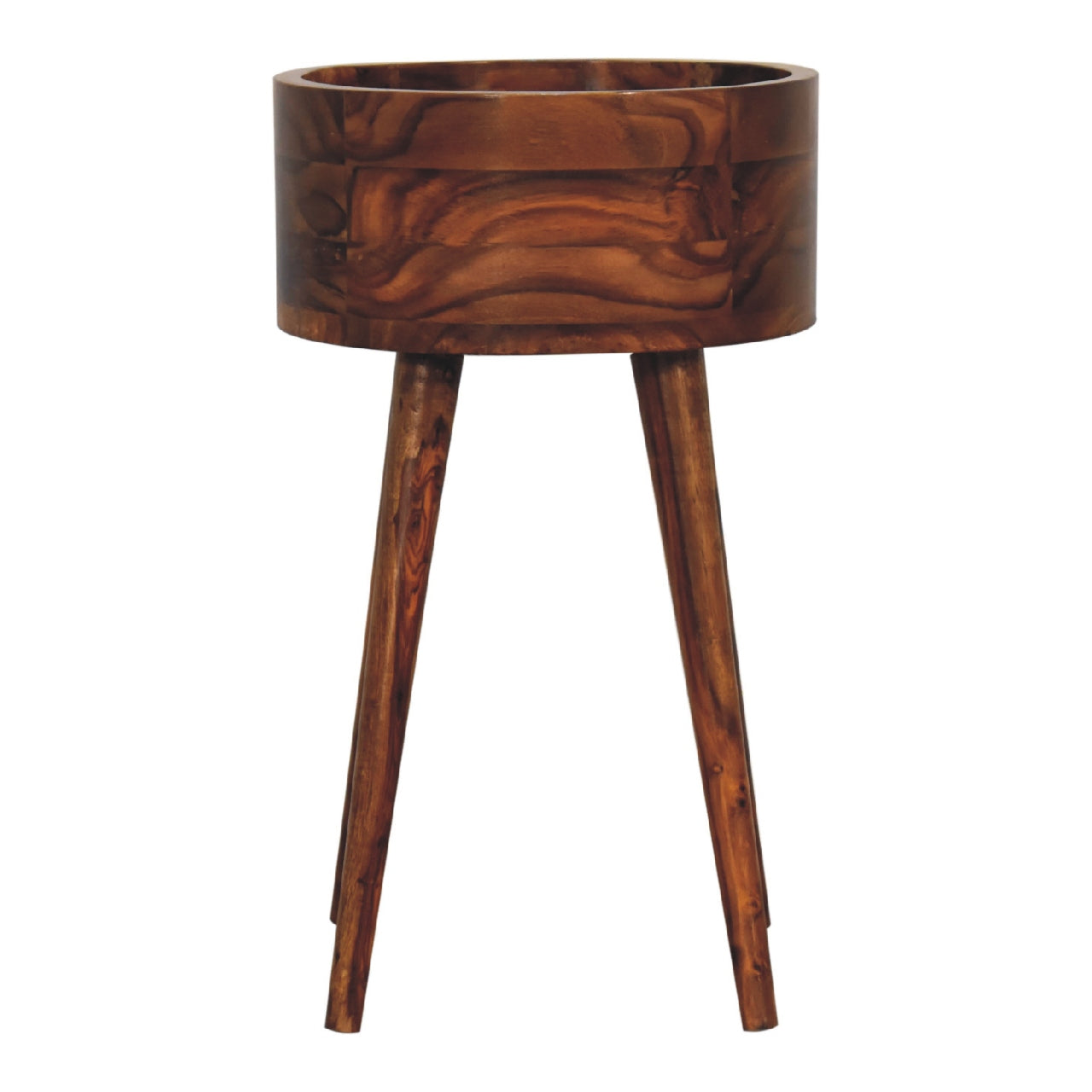Waialua Honey Mango Wood Round Tripod Bedside Table