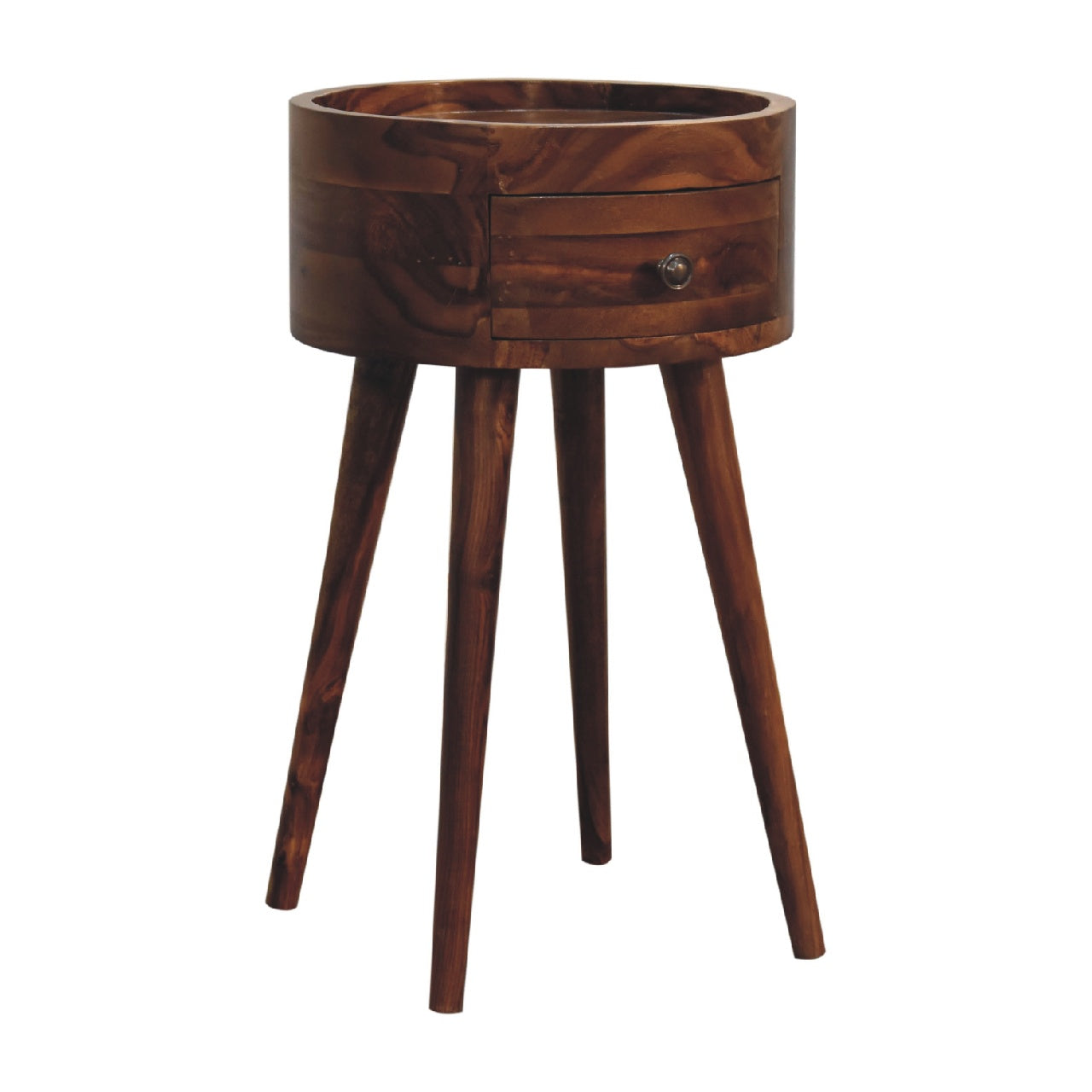 Waialua Honey Mango Wood Round Tripod Bedside Table