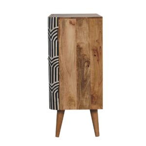 Honolulu Monochrome Black and White Bone Inlay Storage Cabinet 2 Doors