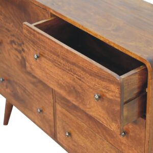 Ostuni Large Curved Chestnut Chest 6 Drawers