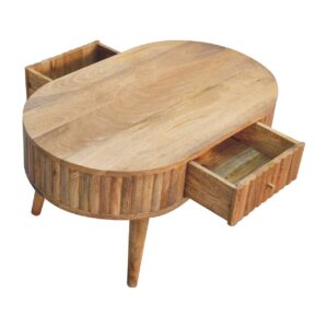 Annecy Stripe Natural Mango Wood Coffee Table 2 Drawers