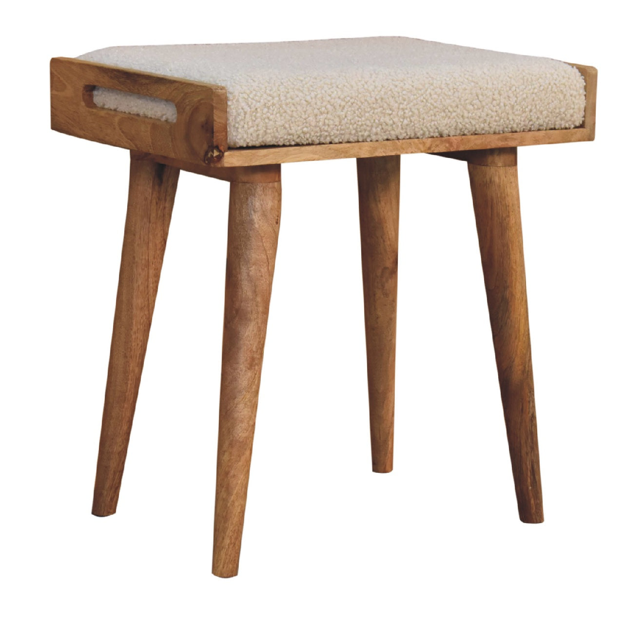 Kampong Boucle Cream Tray Style Footstool