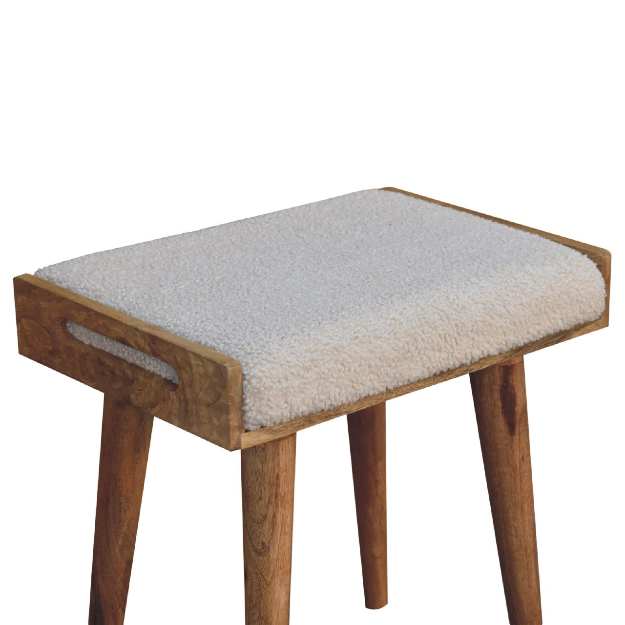 Kampong Boucle Cream Tray Style Footstool