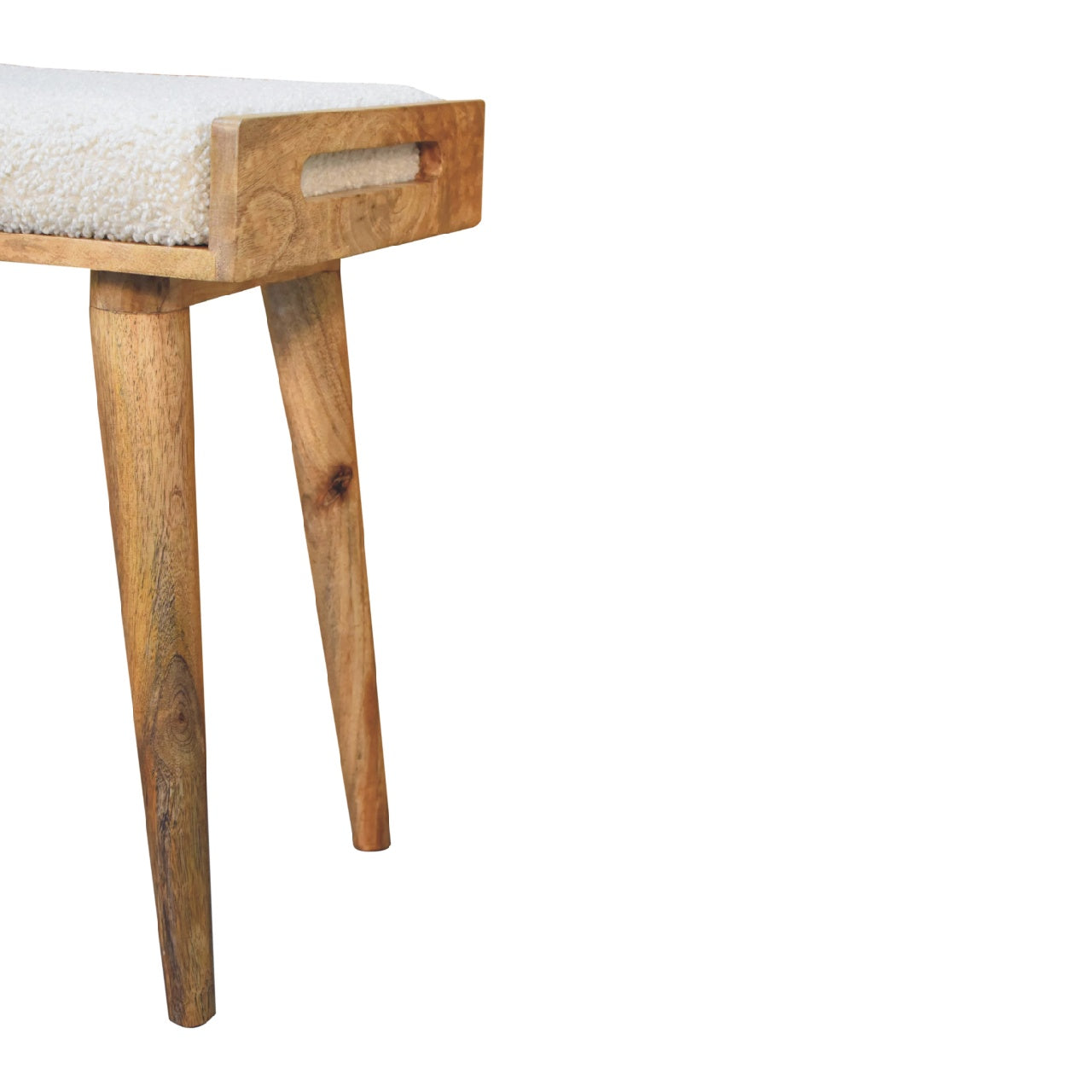 Kampong Boucle Cream Tray Style Footstool