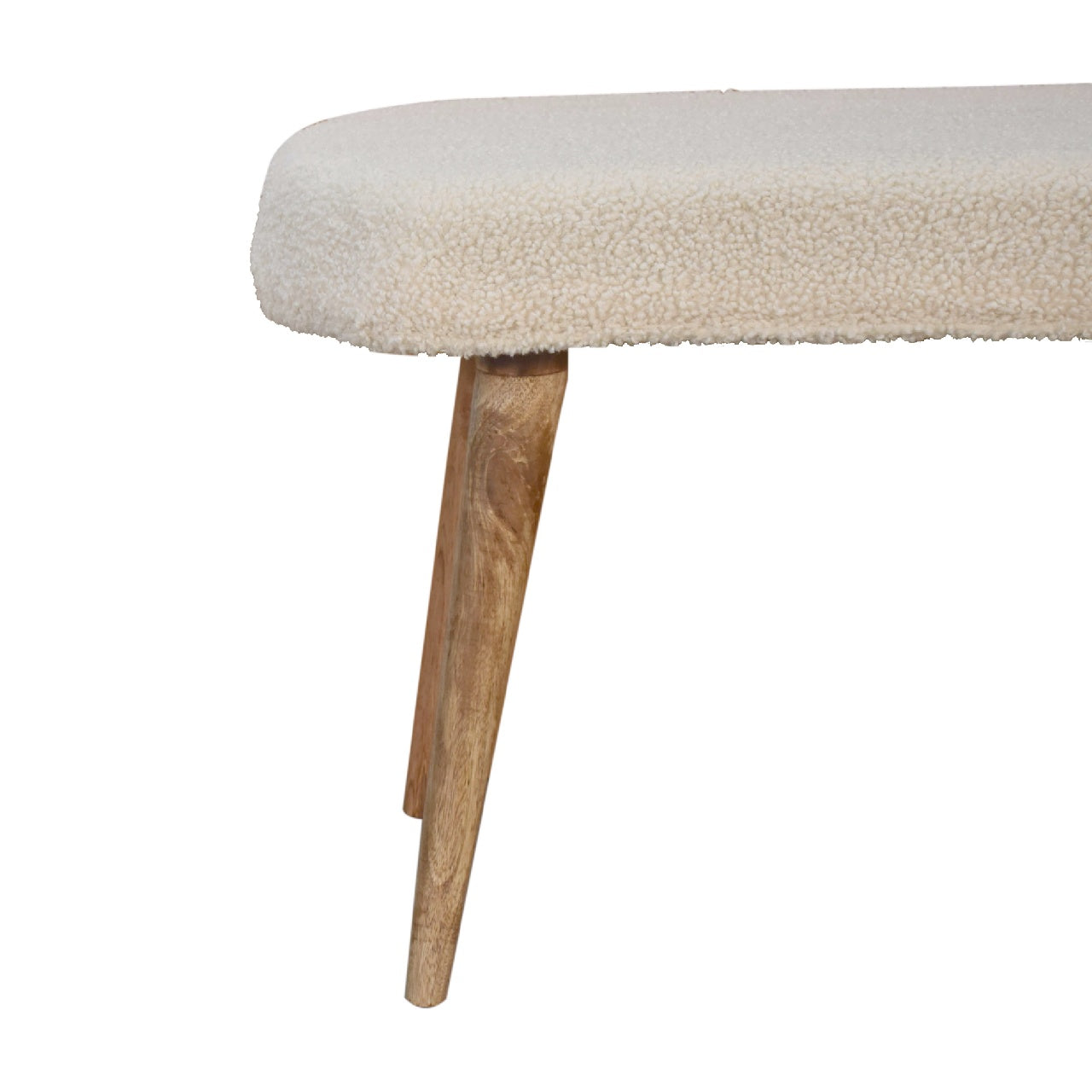 Kampong Cream Boucle Nordic Bench Mango Wood Legs