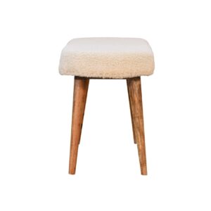 Kampong Cream Boucle Nordic Bench Mango Wood Legs