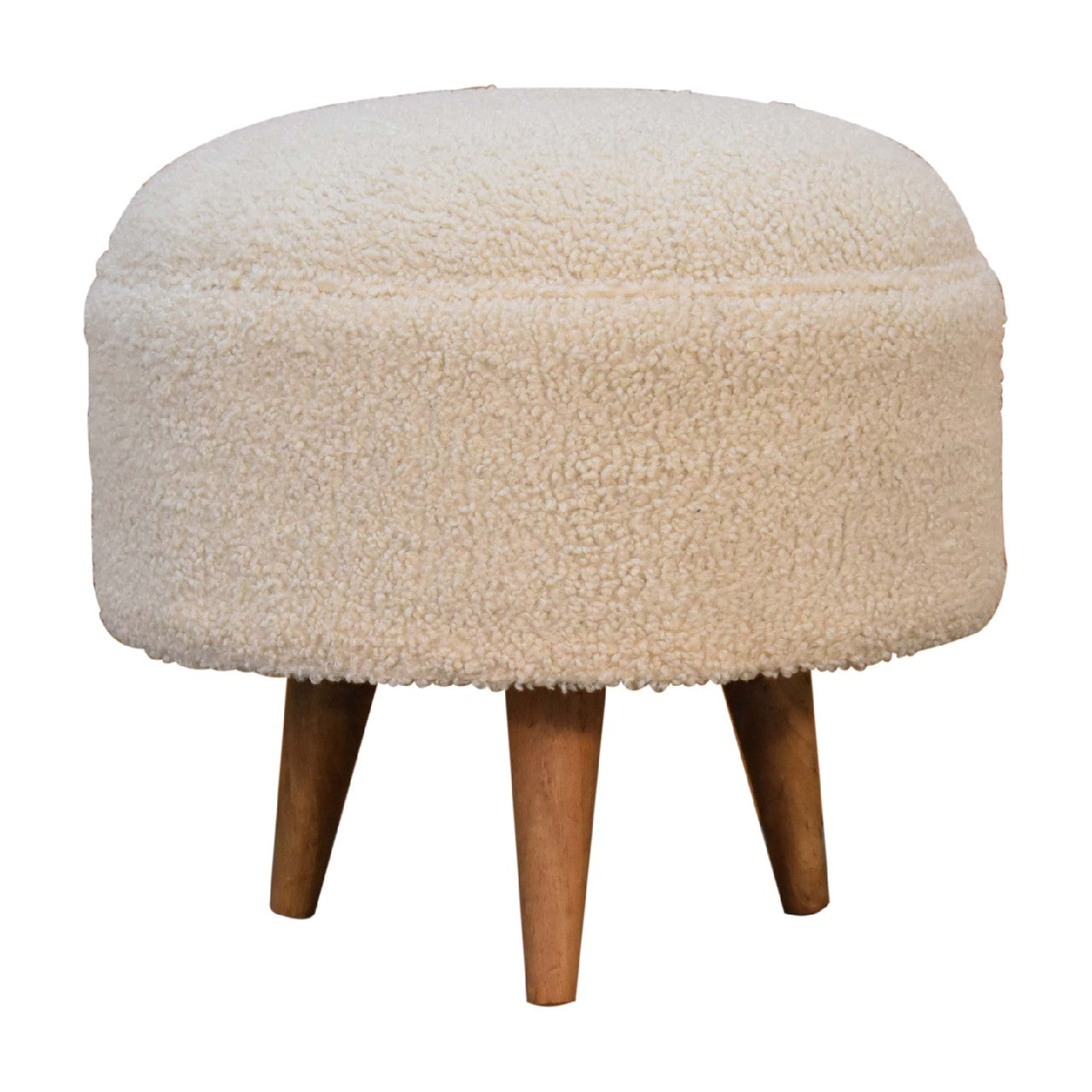 Kampong Cream Boucle Rounded Footstool