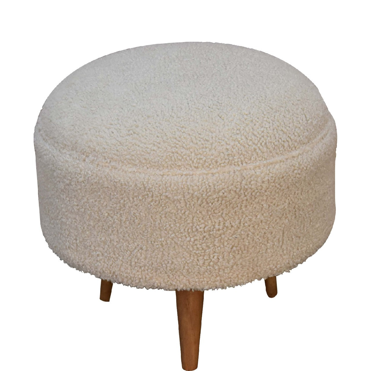 Kampong Cream Boucle Rounded Footstool