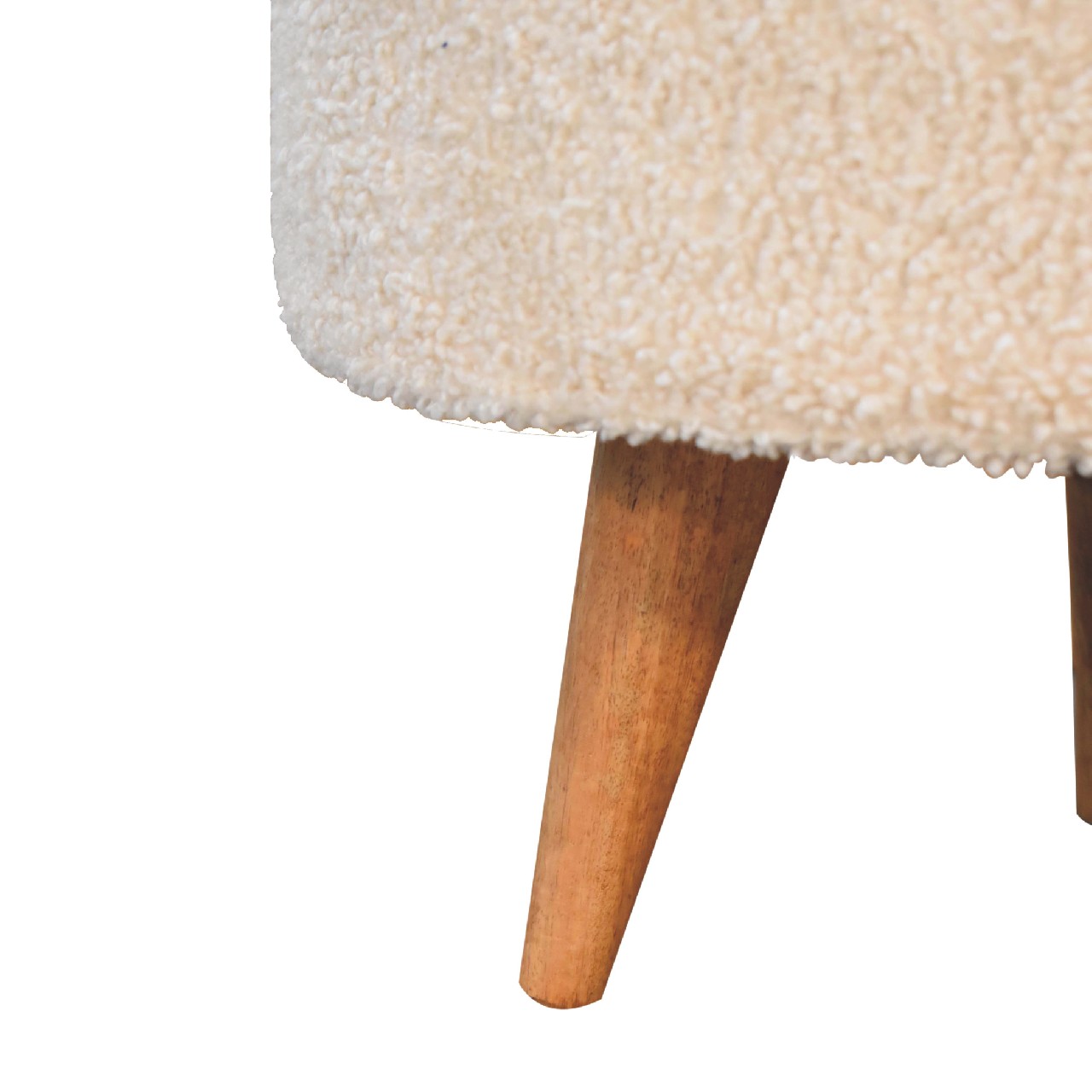 Kampong Cream Boucle Rounded Footstool