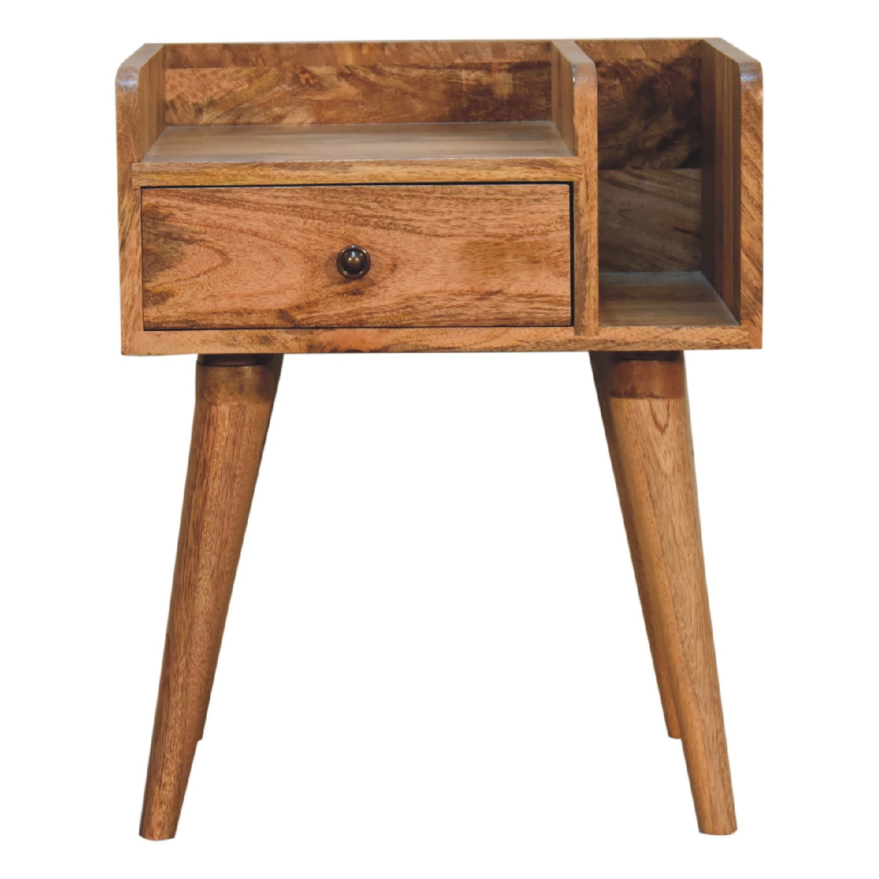 Giverny Oak Mango Wood Bedside Table Drawer and Storage Shelf