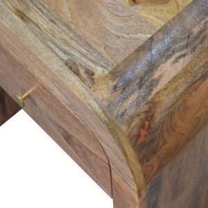 Tende Curved Minimalist Mango Wood Bedside Table with Drawer