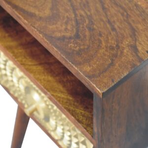 Megeve Eden Mini Bedside Table with Brass Drawer and Open Shelf