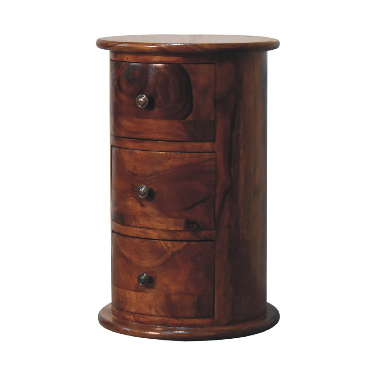 Rocamadour 3 Drawer Chestnut Sheesham Wood Drum Storage Chest