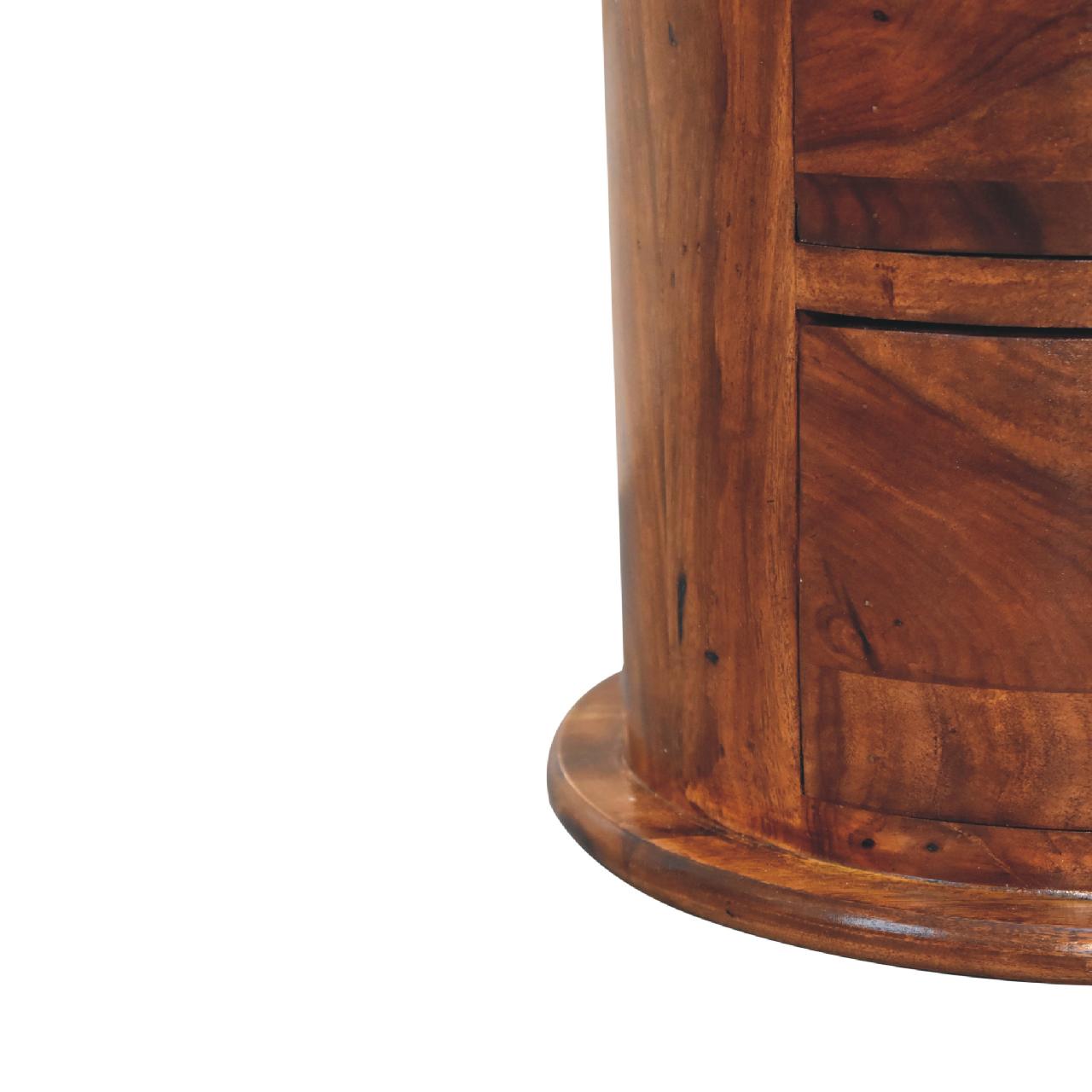Rocamadour 3 Drawer Chestnut Sheesham Wood Drum Storage Chest