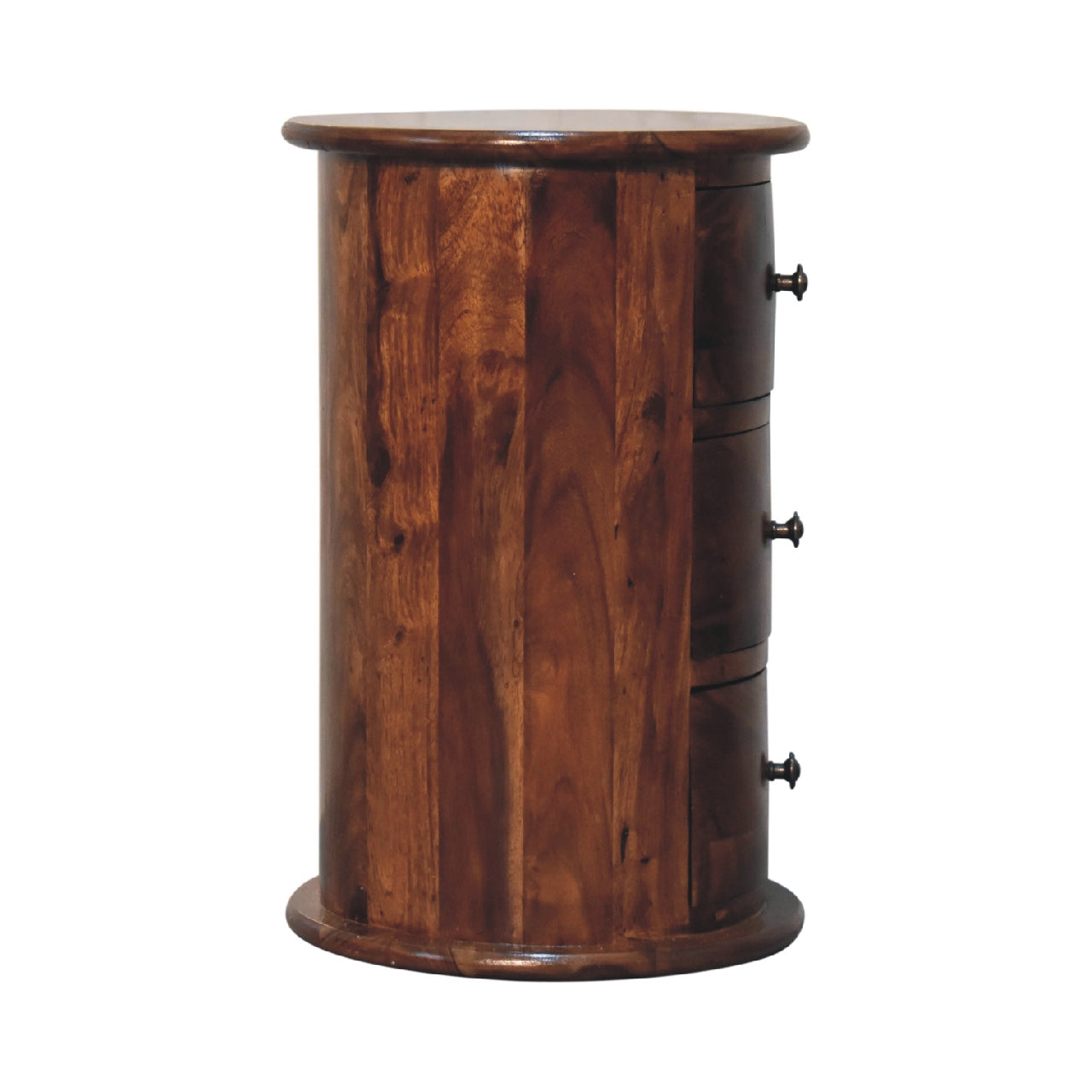 Rocamadour 3 Drawer Chestnut Sheesham Wood Drum Storage Chest