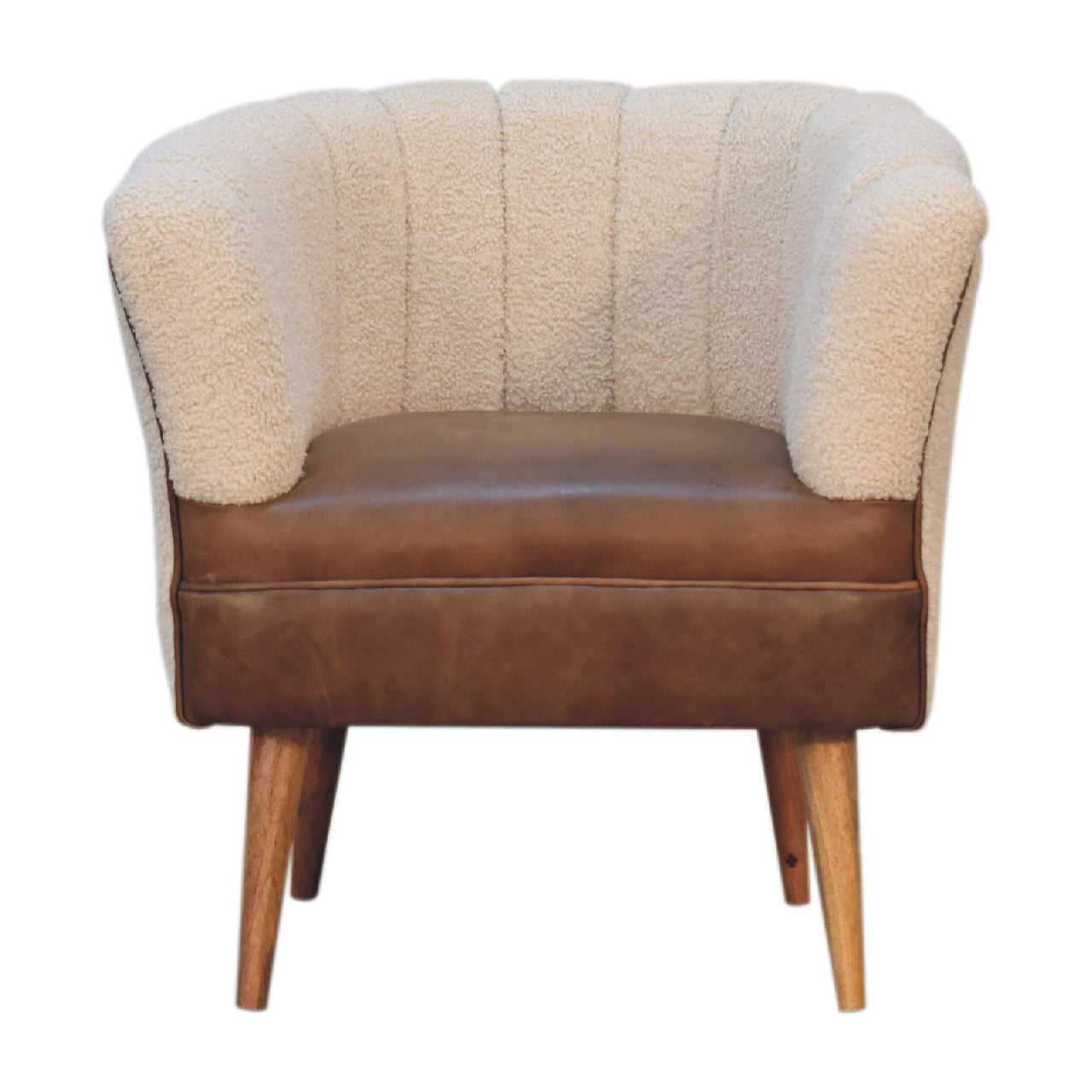 Olbia Cream Boucle and Buffalo Leather Armchair