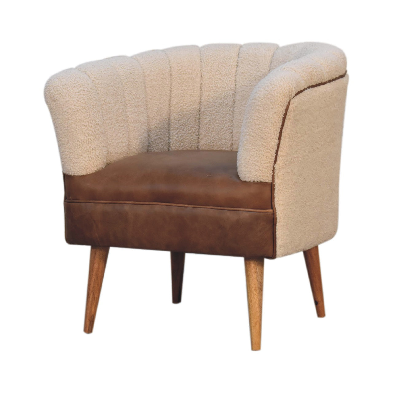 Olbia Cream Boucle and Buffalo Leather Armchair