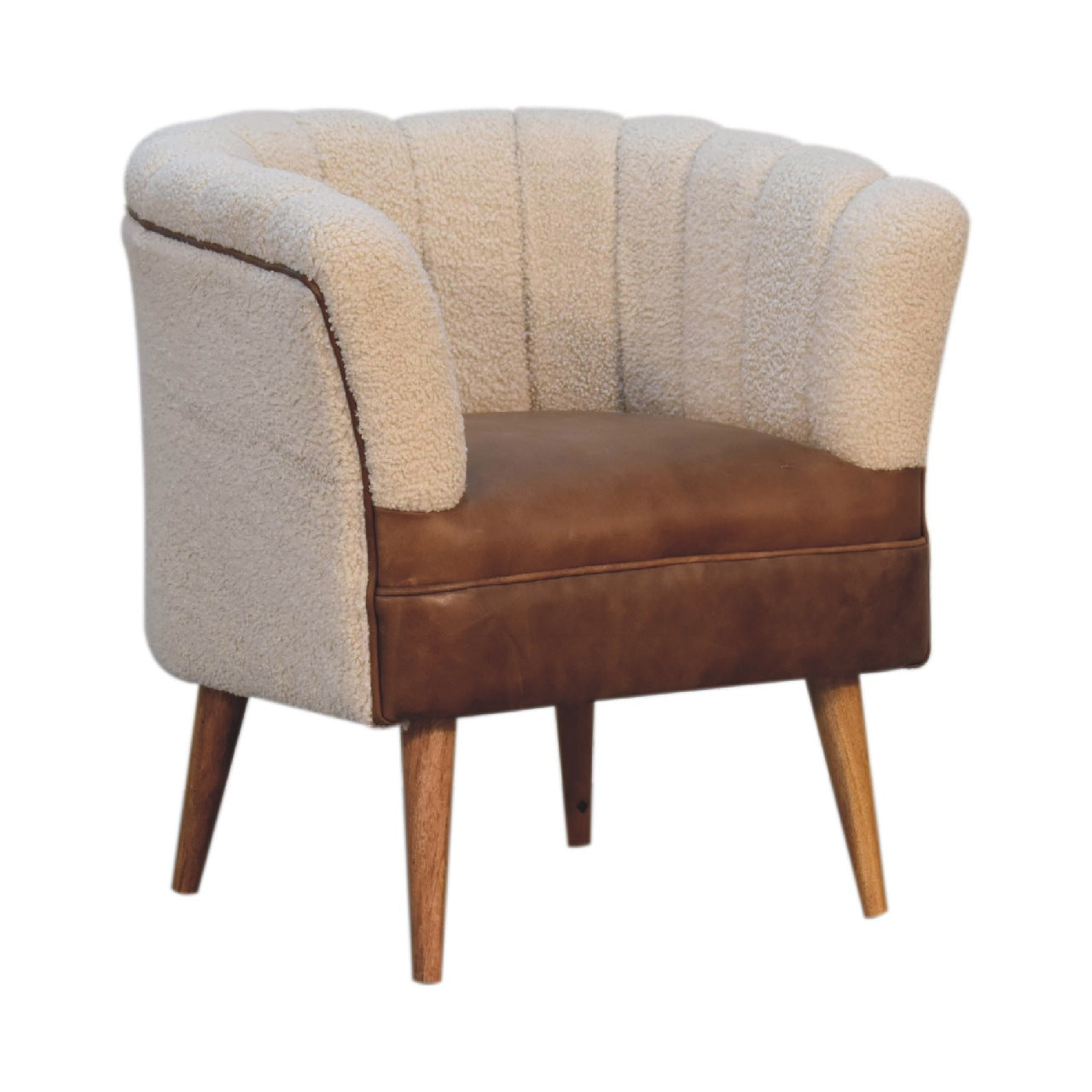 Olbia Cream Boucle and Buffalo Leather Armchair