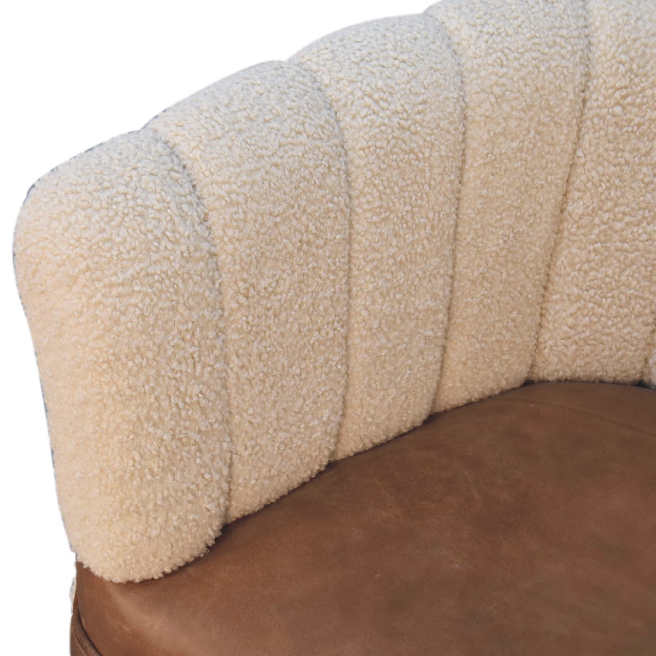 Olbia Cream Boucle and Buffalo Leather Armchair