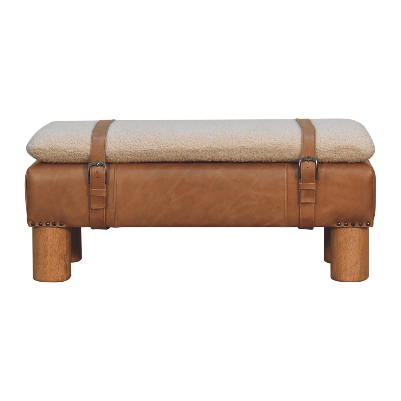 Beynac Strapped Buffalo Leather Rectangular Bench