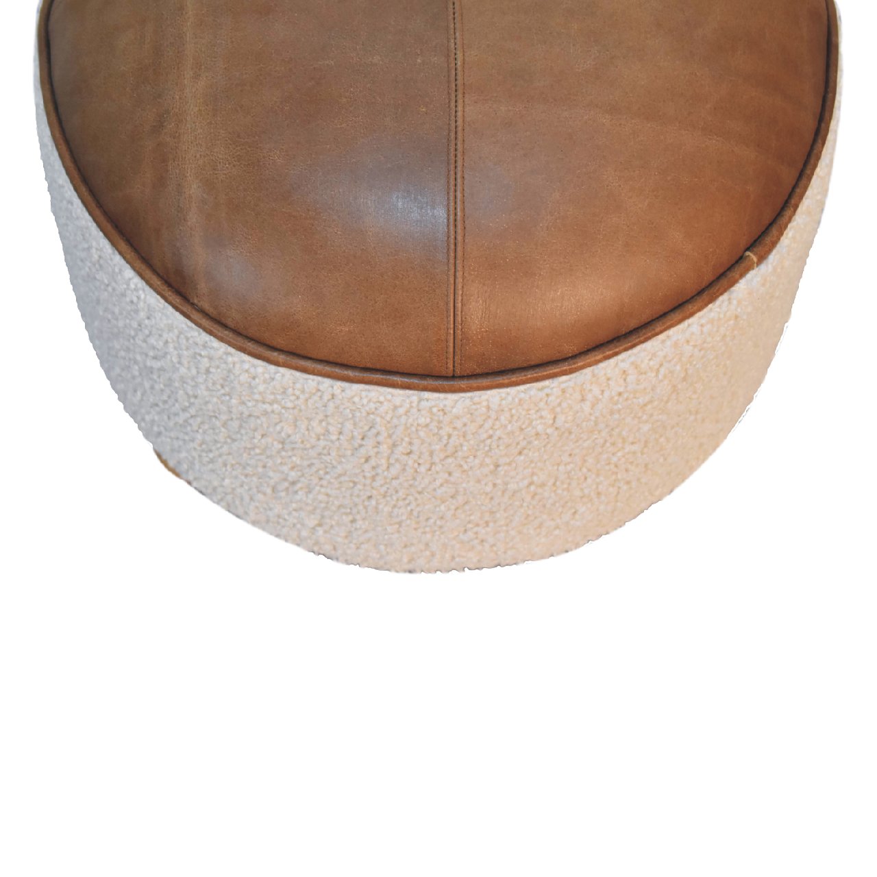 Olowalu Cream Boucle Buffalo Footstool Mango Wood Ball Feet