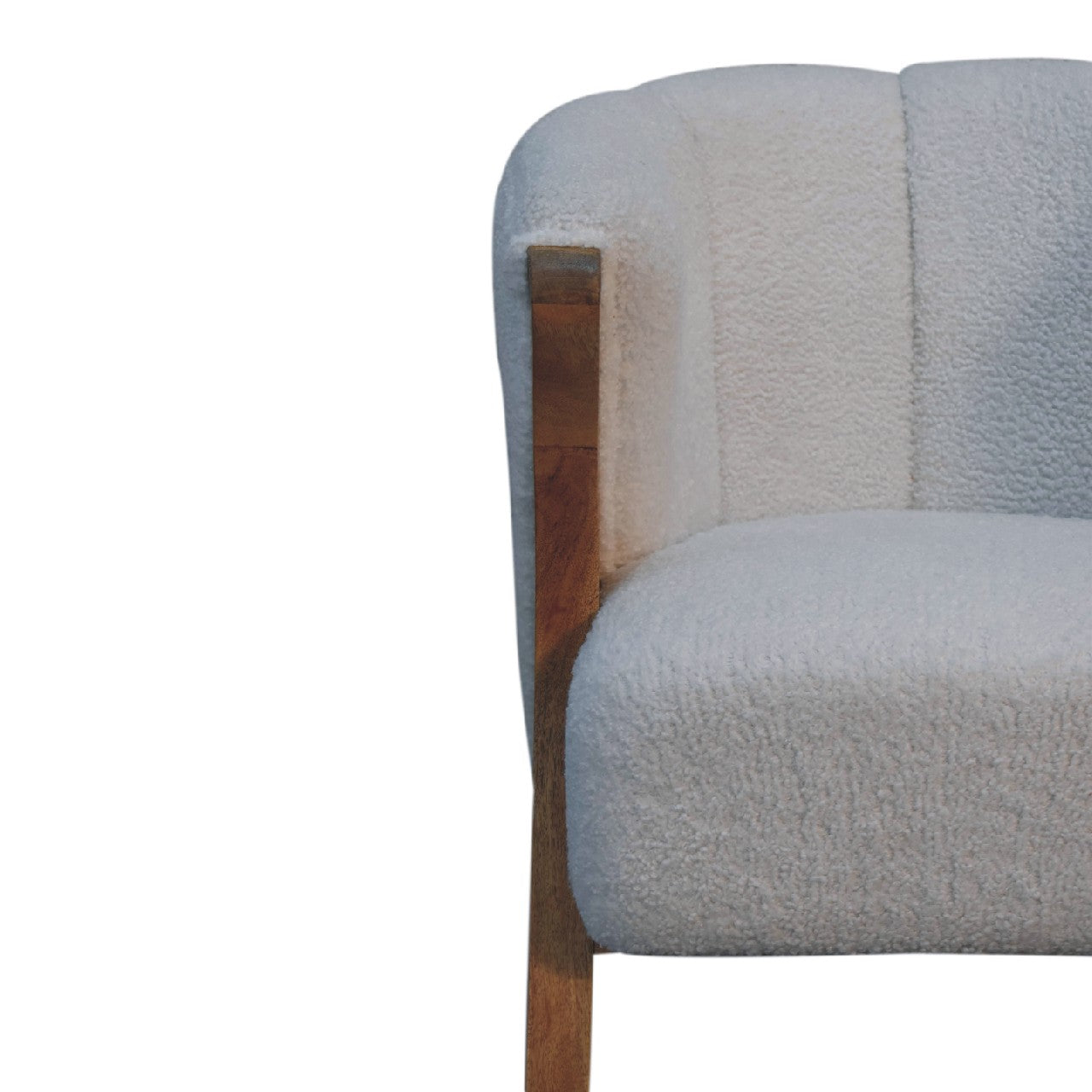 Sarlat White Boucle and Mango Wood Cosy Chair
