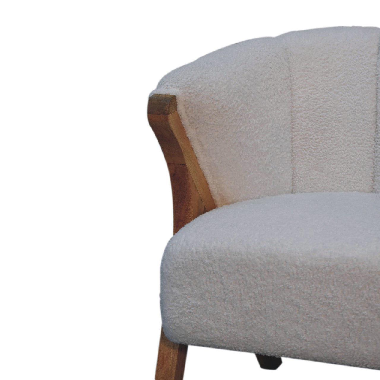 Sarlat White Boucle and Mango Wood Cosy Chair