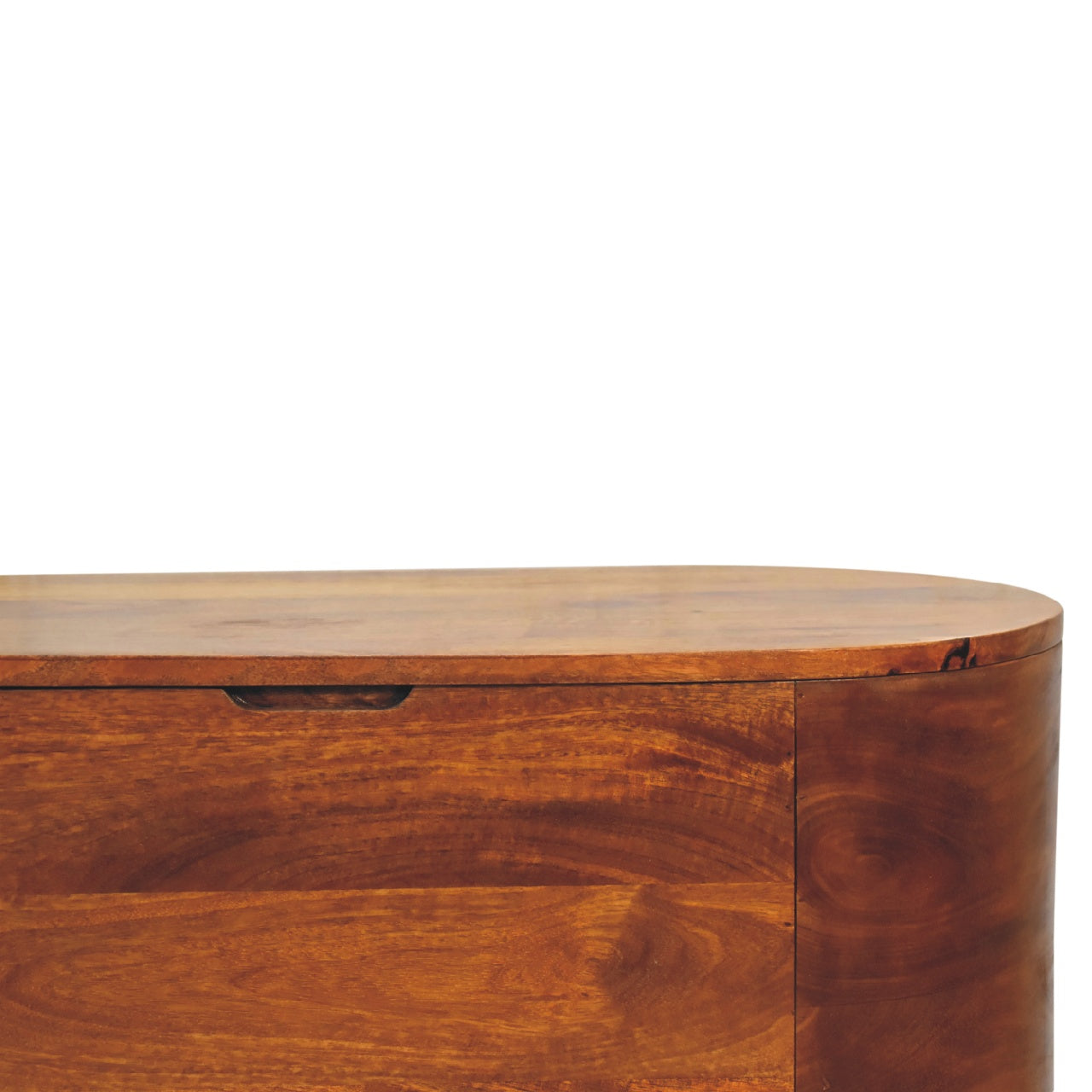 Brescia Chestnut Mango Wood Oval Lid Up Blanket Box