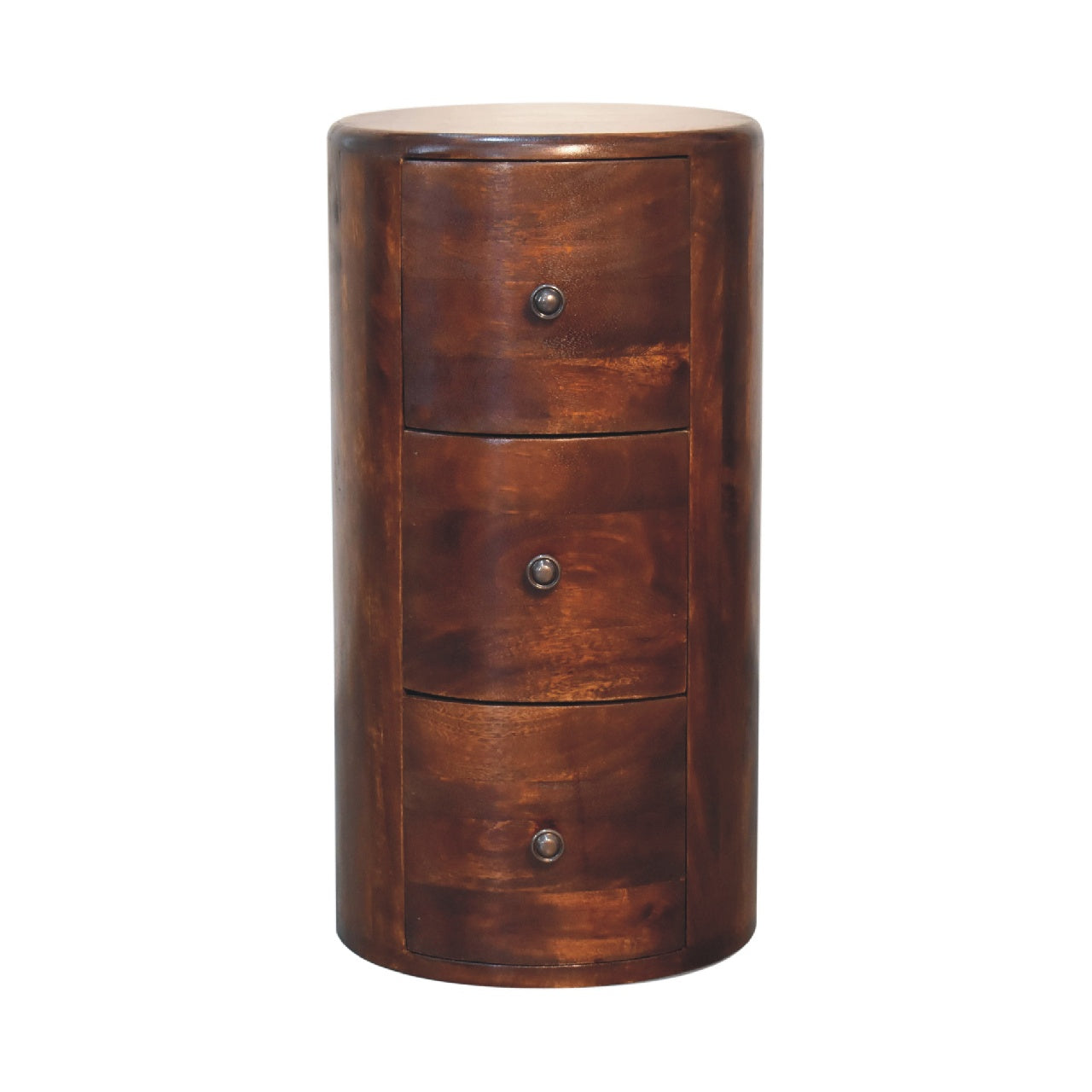 Sorrento Chestnut Mango Wood Drum Chest of 3 Drawers