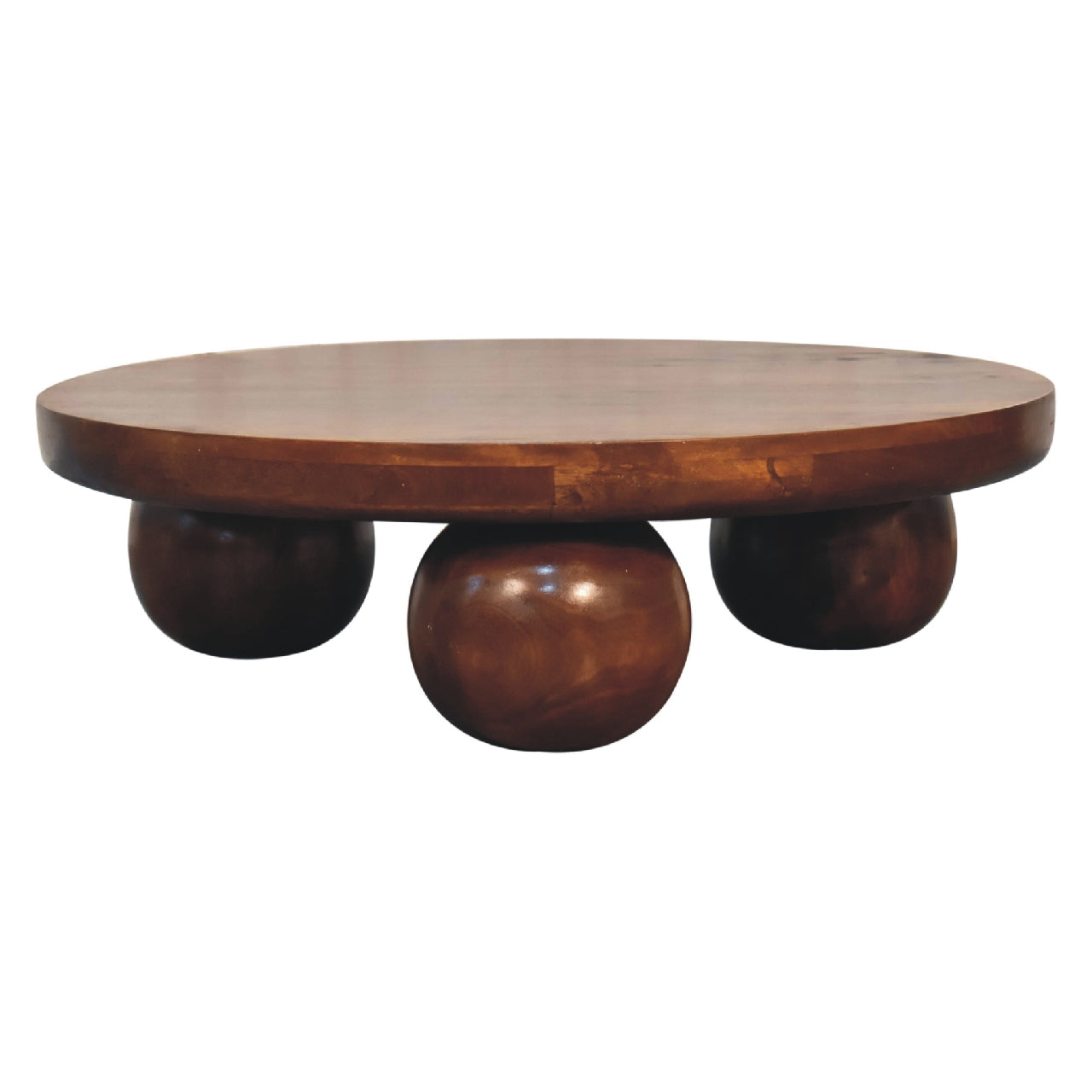 Reims Chestnut Mango Wood Ball Feet Round Coffee Table