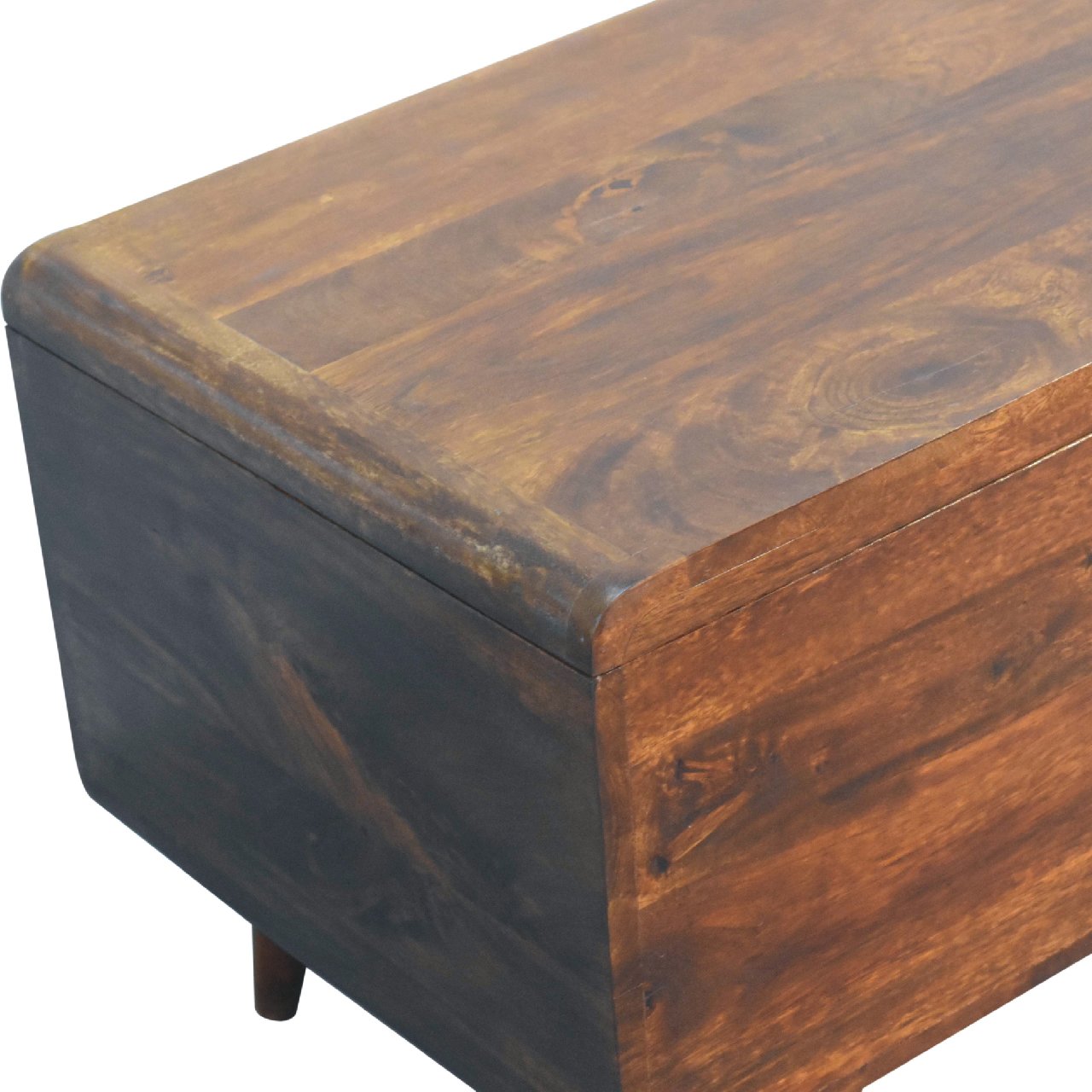 Ostuni Curved Chestnut Mango Wood Blanket Storage Box
