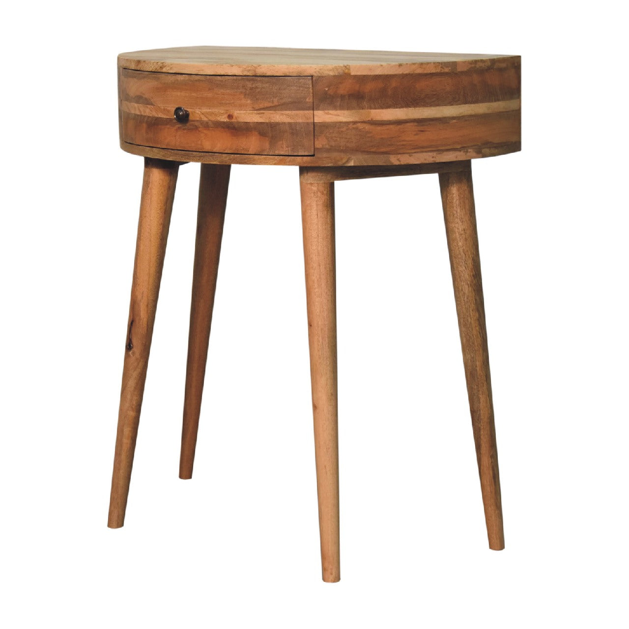 Ischia Oak Mango Wood Curved Console Table with Drawer