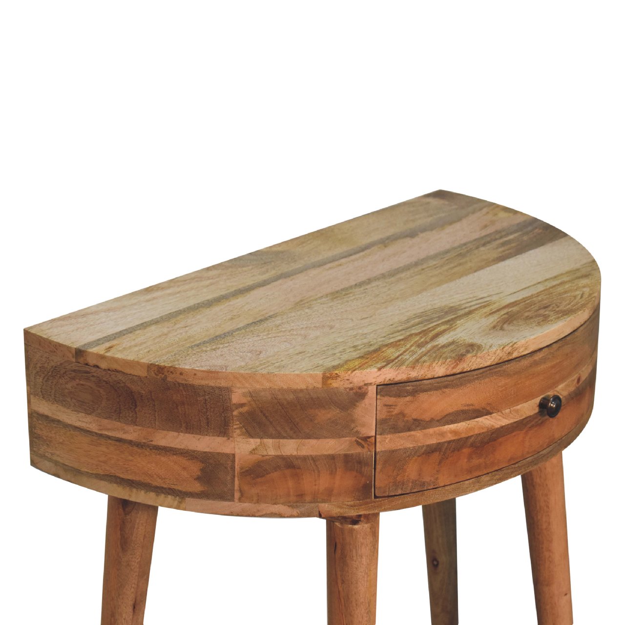Ischia Oak Mango Wood Curved Console Table with Drawer
