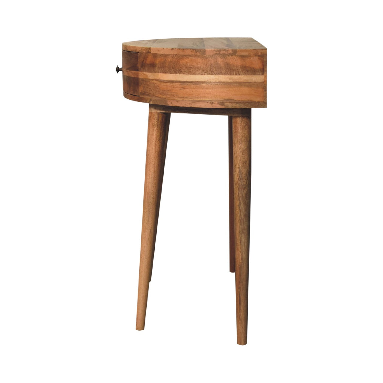Ischia Oak Mango Wood Curved Console Table with Drawer