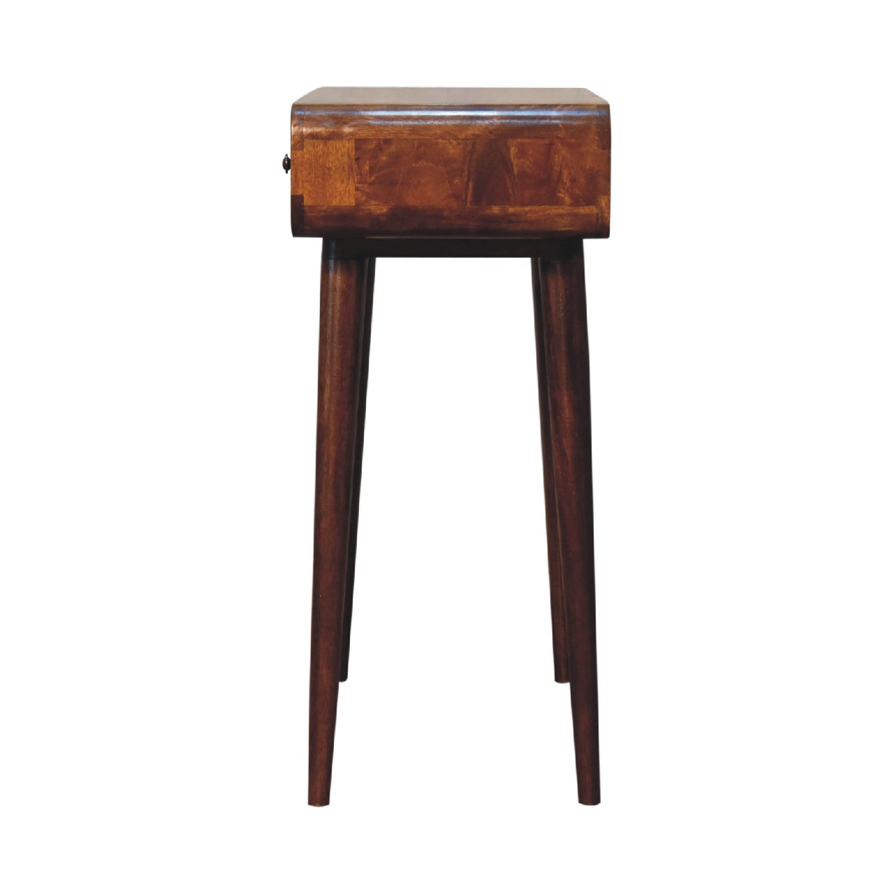 Modena Chestnut Mango Wood Curved Hallway Table 2 Drawers